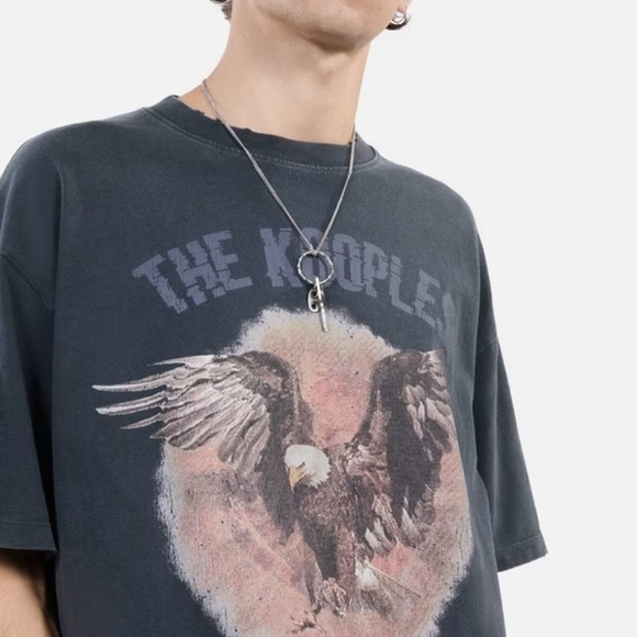 *NEW* THE KOOPLES BLACK WASHED EAGLE GRAPHIC TEE LARGE - Picture 3 of 10
